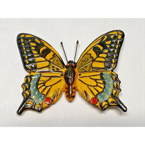Beautiful ANRI Italy Hand Carved Wooden 3" Butterfly Brooch No. 610500 IN BOX